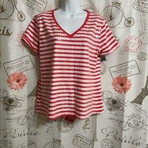 Orange and White Stripe Sequin Top